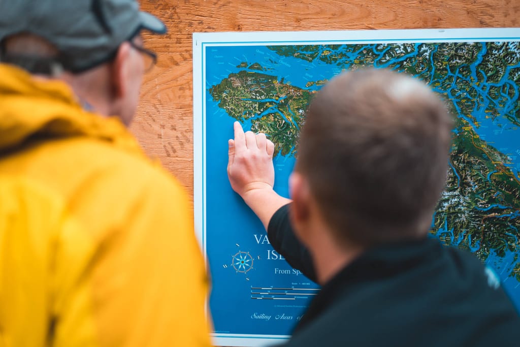 Das nördliche Vancouver Island auf einer Karte