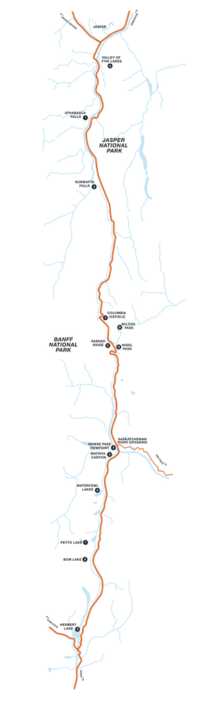 Karte vom Icefields Parkway