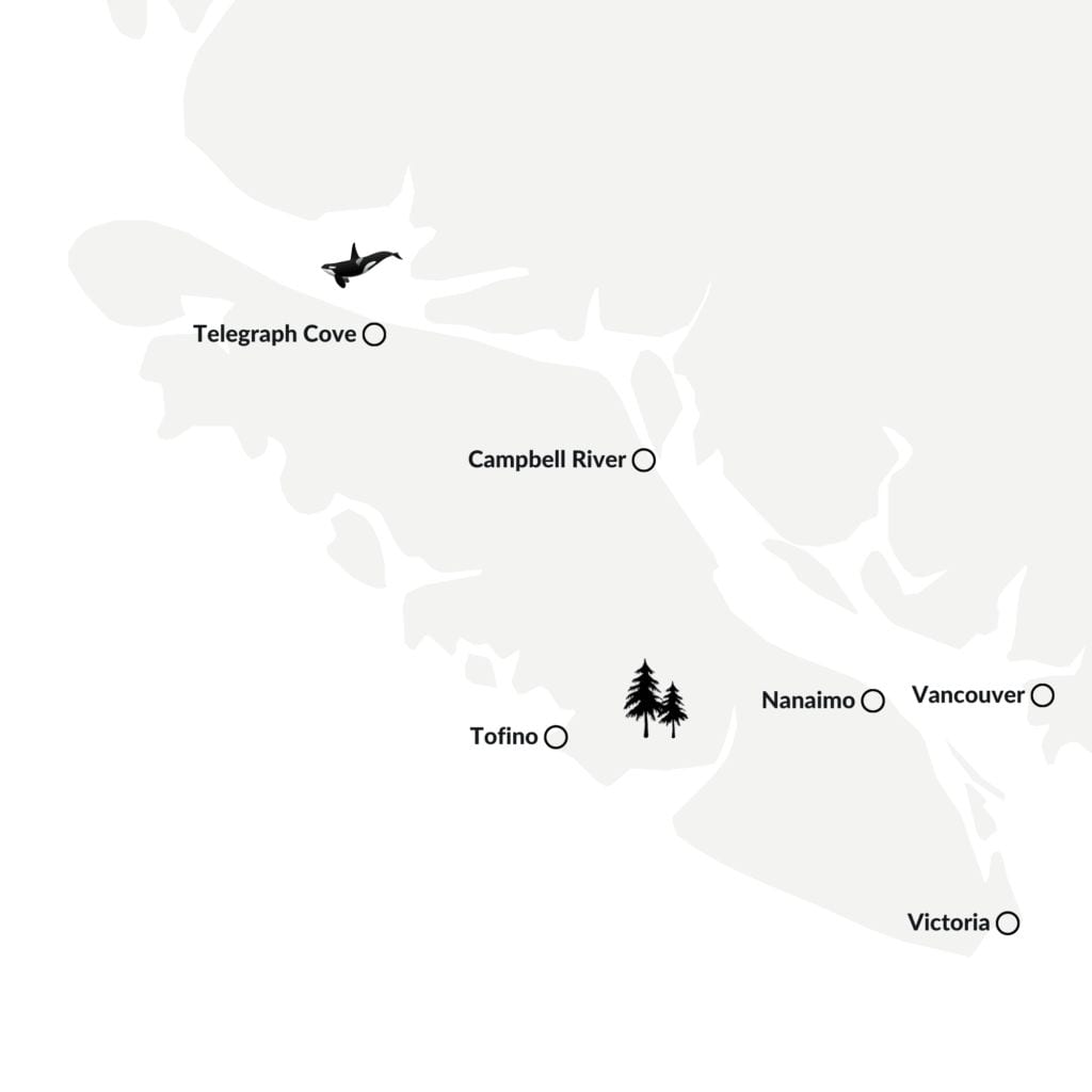 Interessante Orte auf einer Vancouver Island Karte