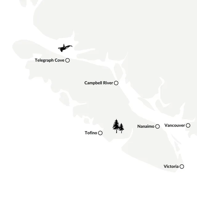 Interessante Orte auf einer Vancouver Island Karte