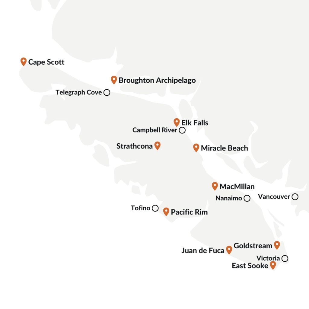 Karte mit Provincial Parks auf Vancouver Island