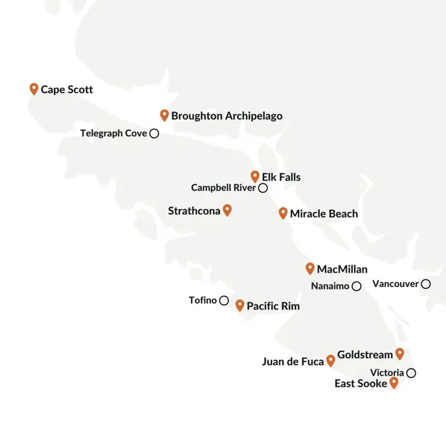 Karte mit Provincial Parks auf Vancouver Island