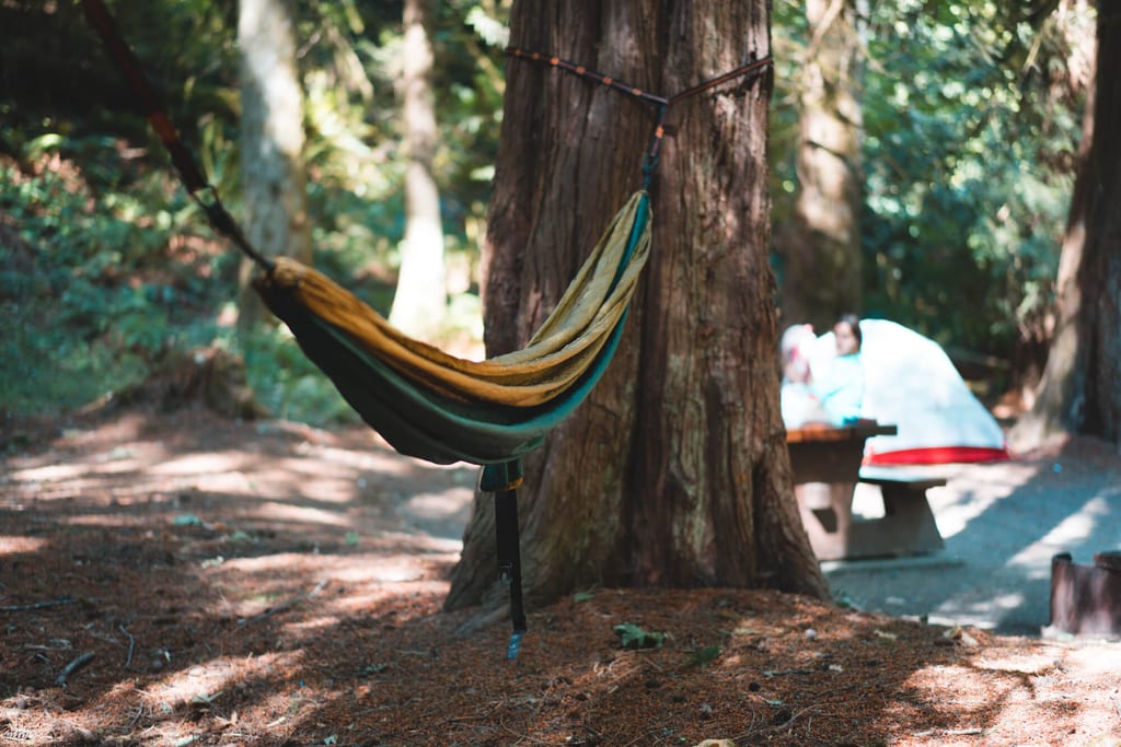 Campingplatz zwischen den Bäumen auf Vancouver Island