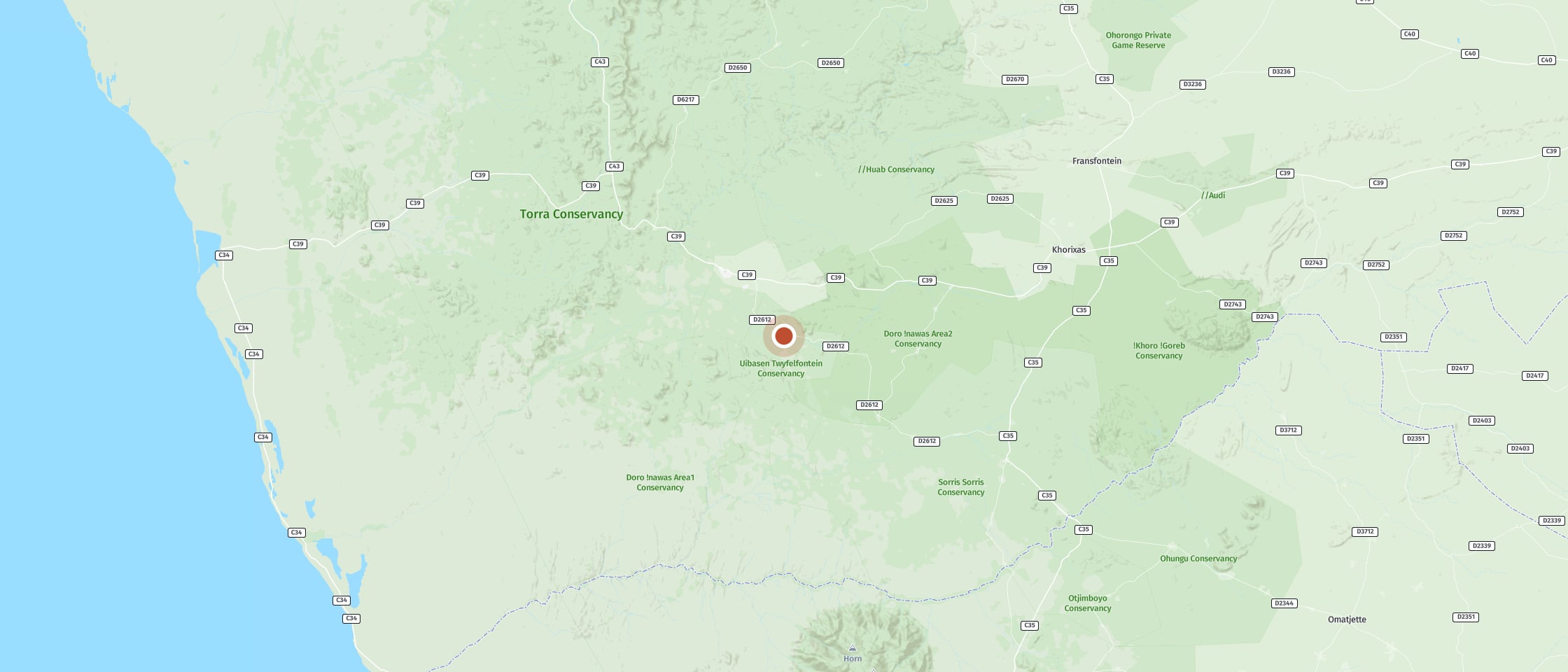 Map: Twyfelfontein Adventure Camp