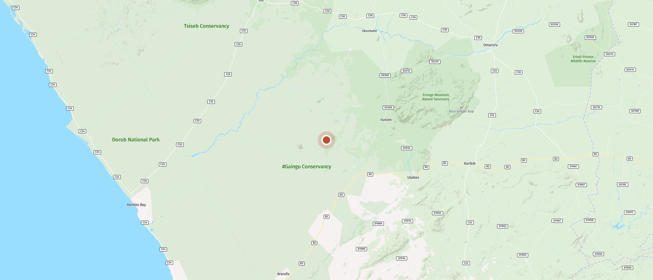 Map: Spitzkoppe Cabin Camp