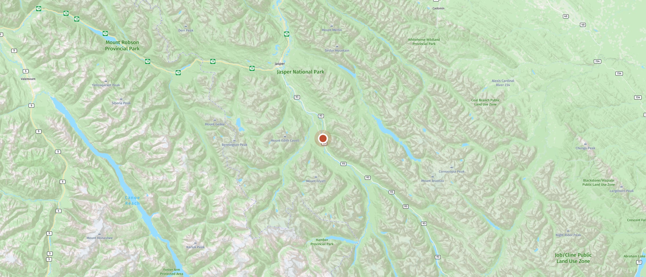 Map: HI Athabasca Falls Wilderness Hostel