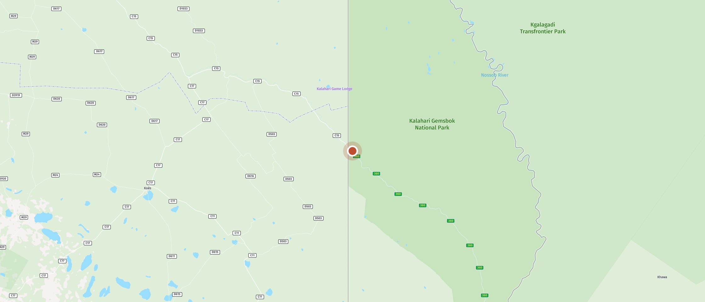 Map: Kalahari Tented Camp