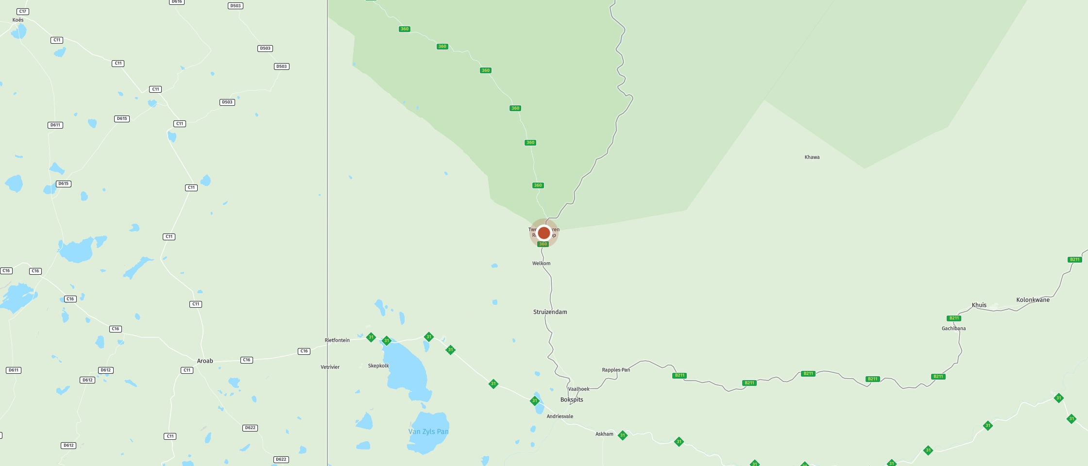 Map: Twee Rivieren Rest Camp