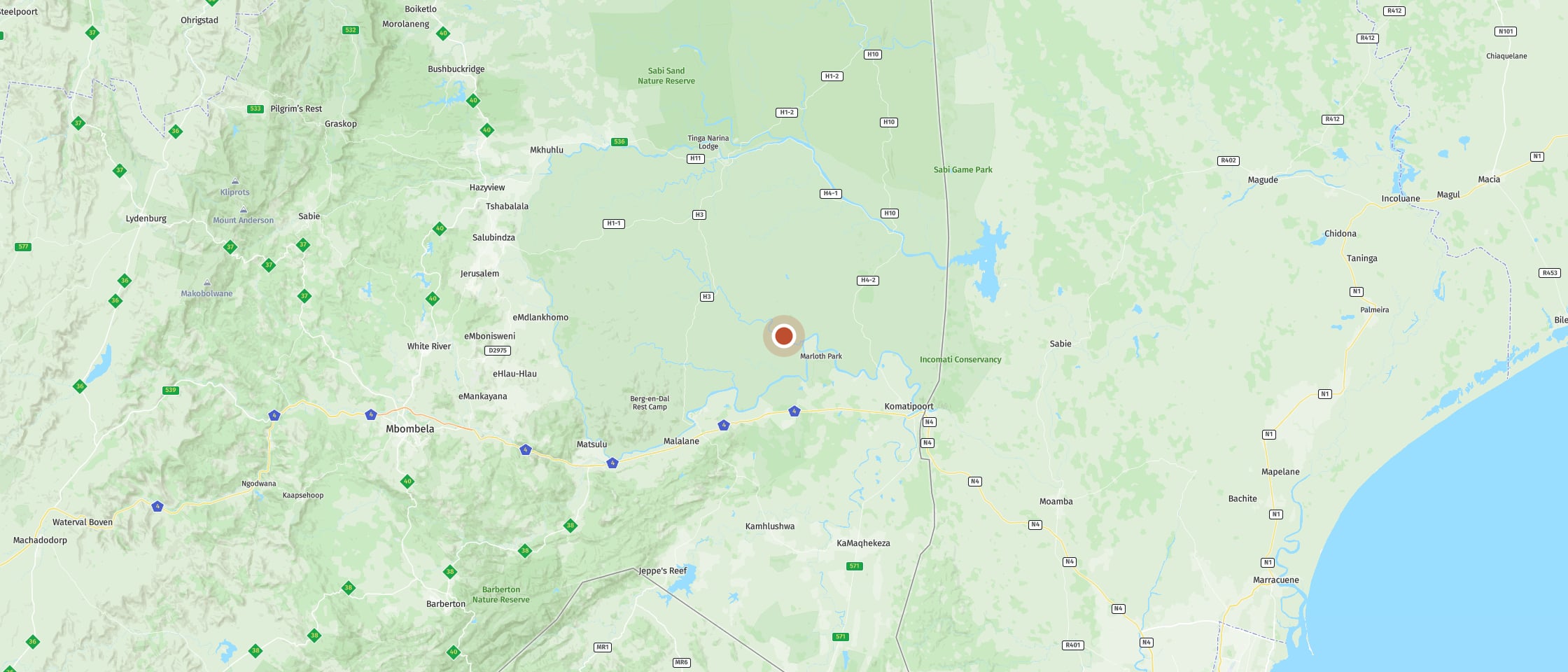 Map: Biyamiti Bushveld Camp