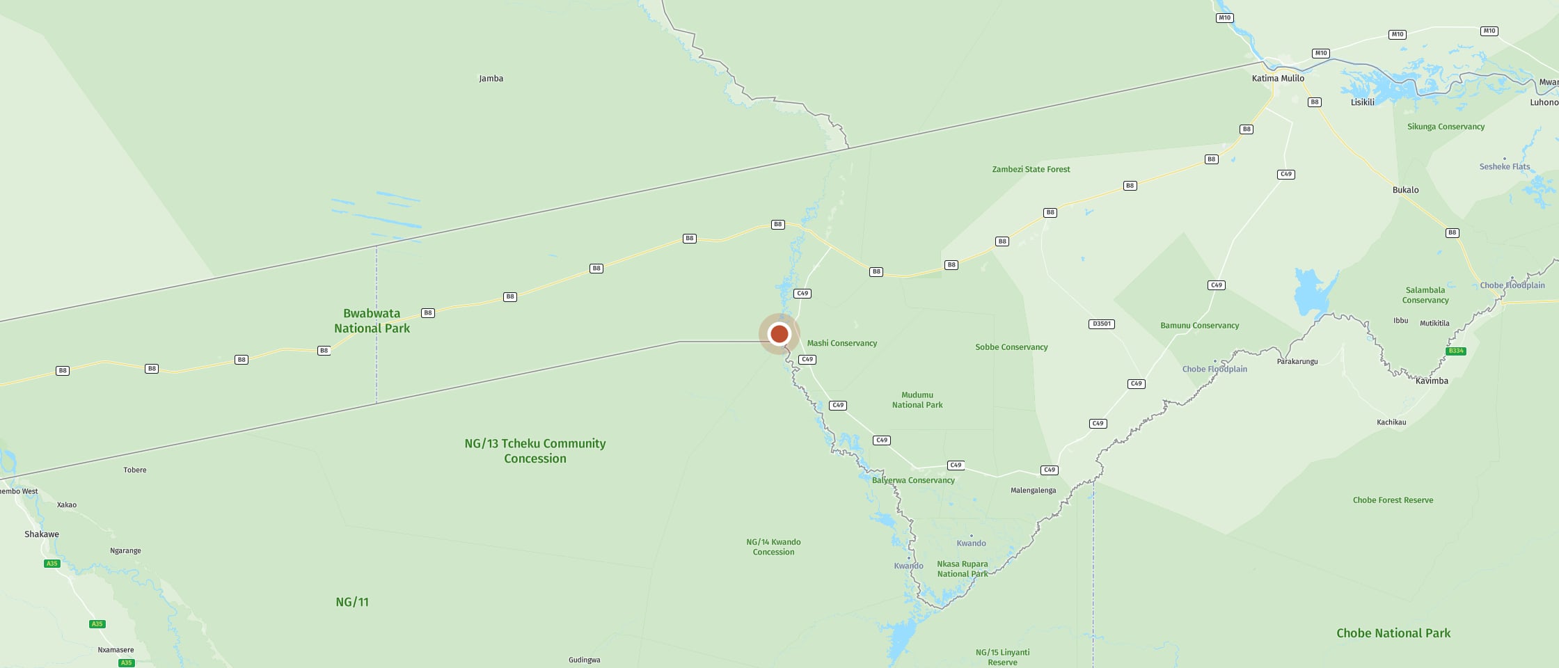 Map: Namushasha River Lodge