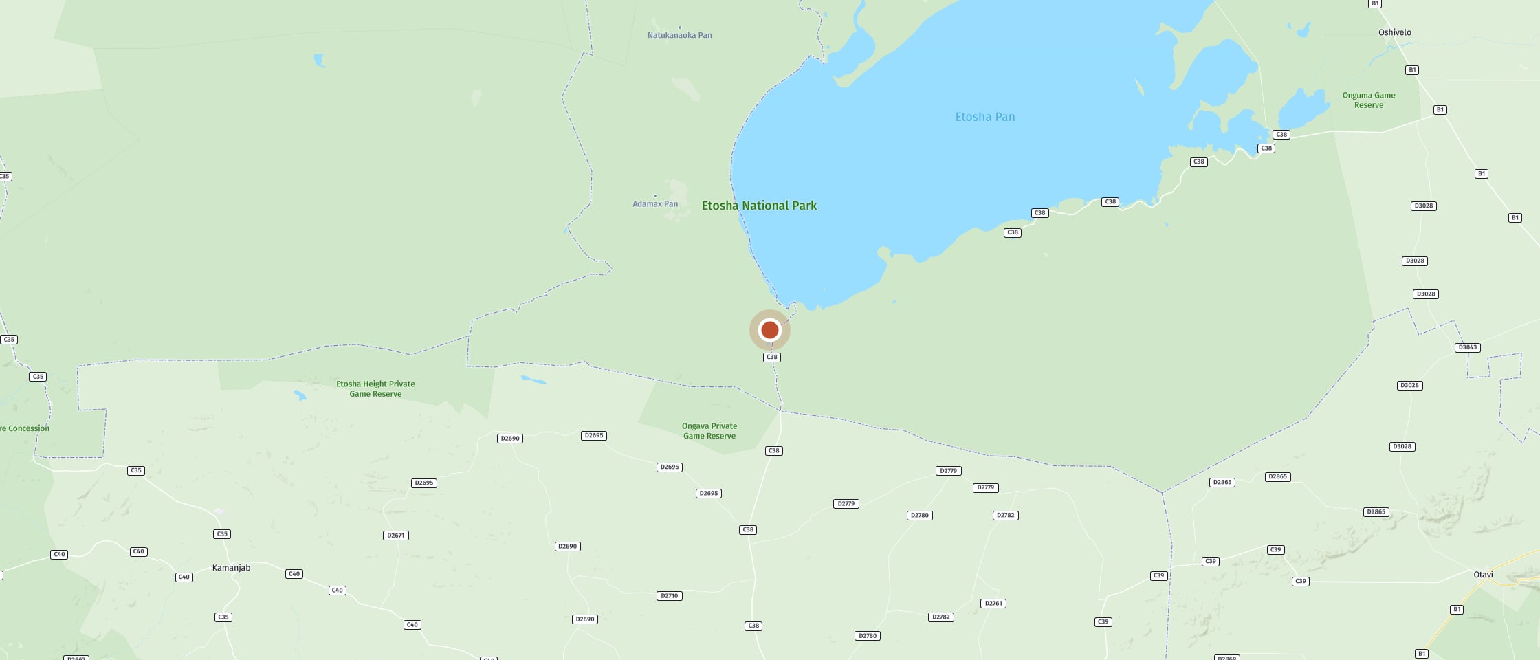 Map: Okaukuejo Camp