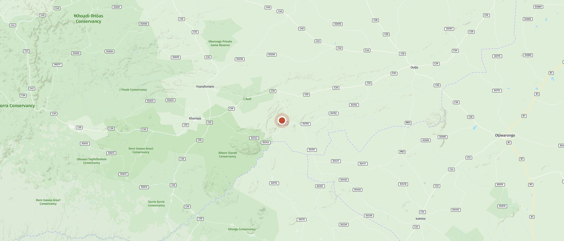 Map: Visit the Fingerklippe in the Ugab valley