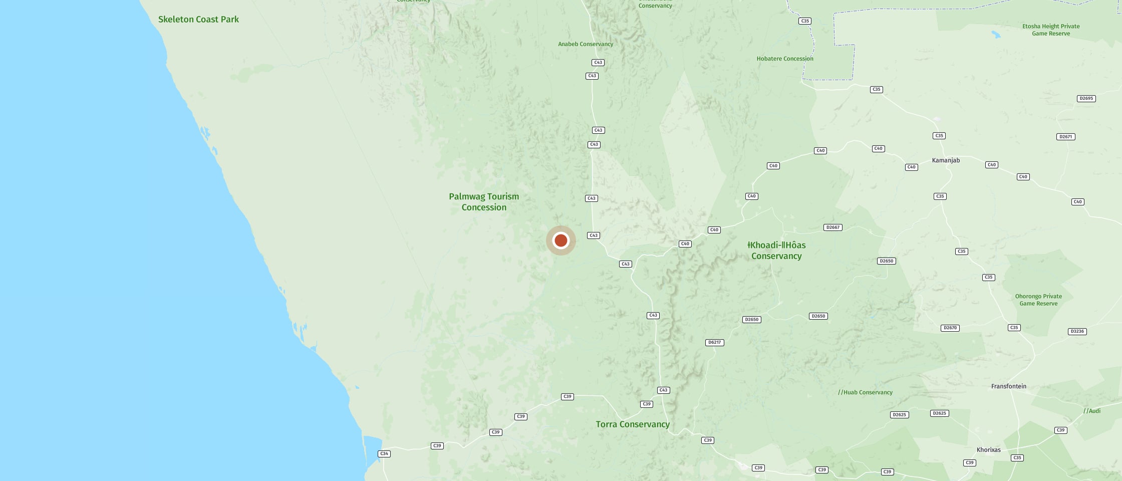 Map: Stay overnight next to a dry riverbed