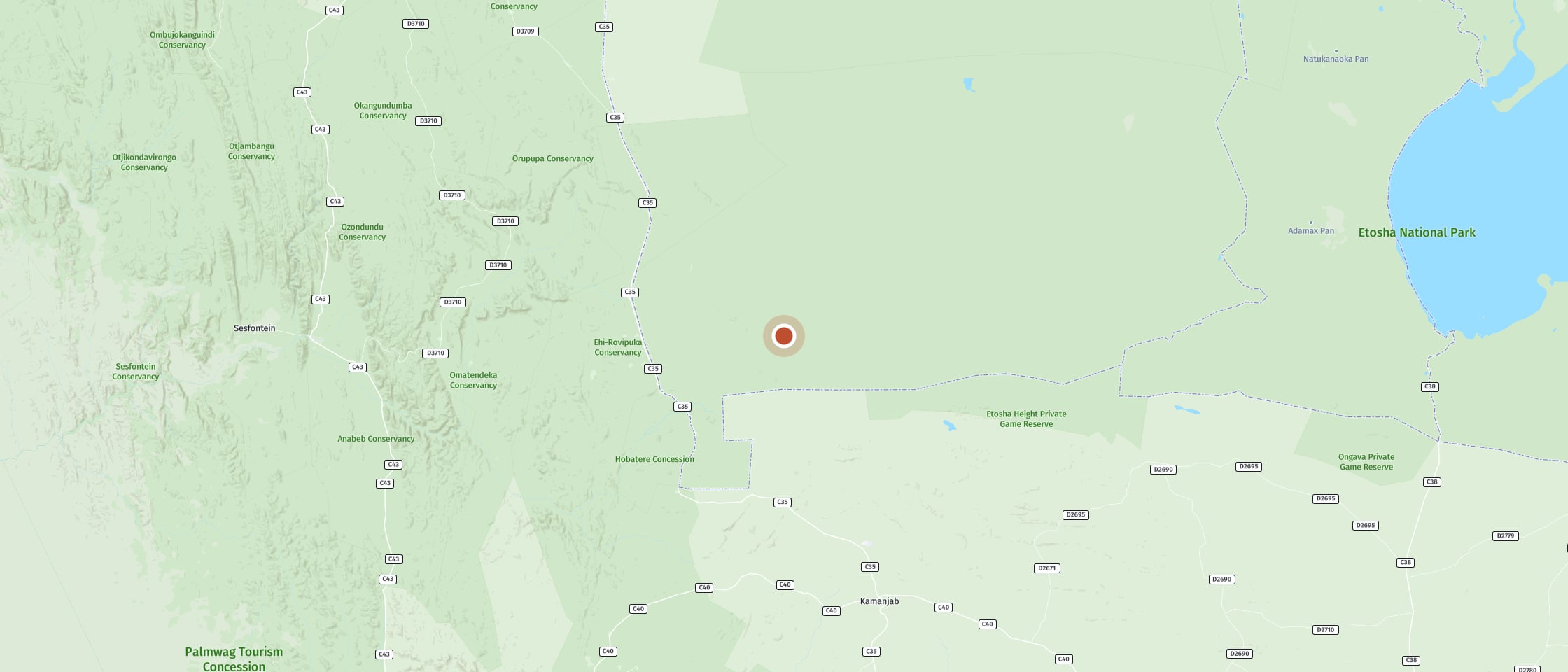 Map: Jakkalswater waterhole