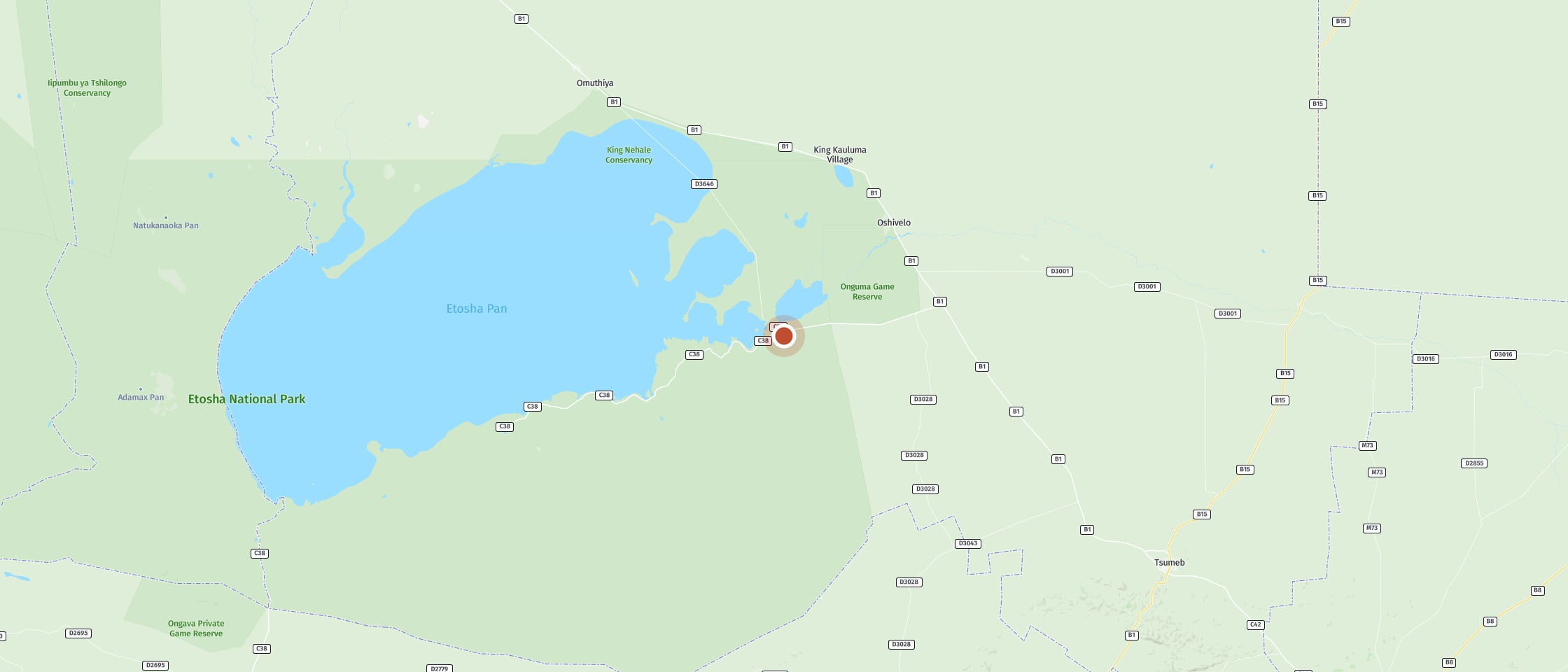 Map: Klein Namutoni waterhole