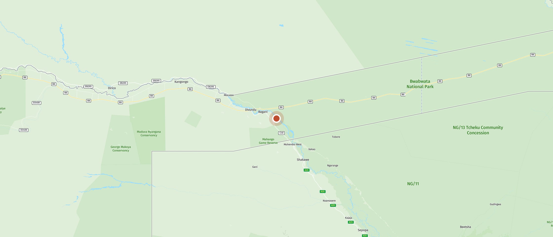 Map: Drive to the viewpoint overlooking the river