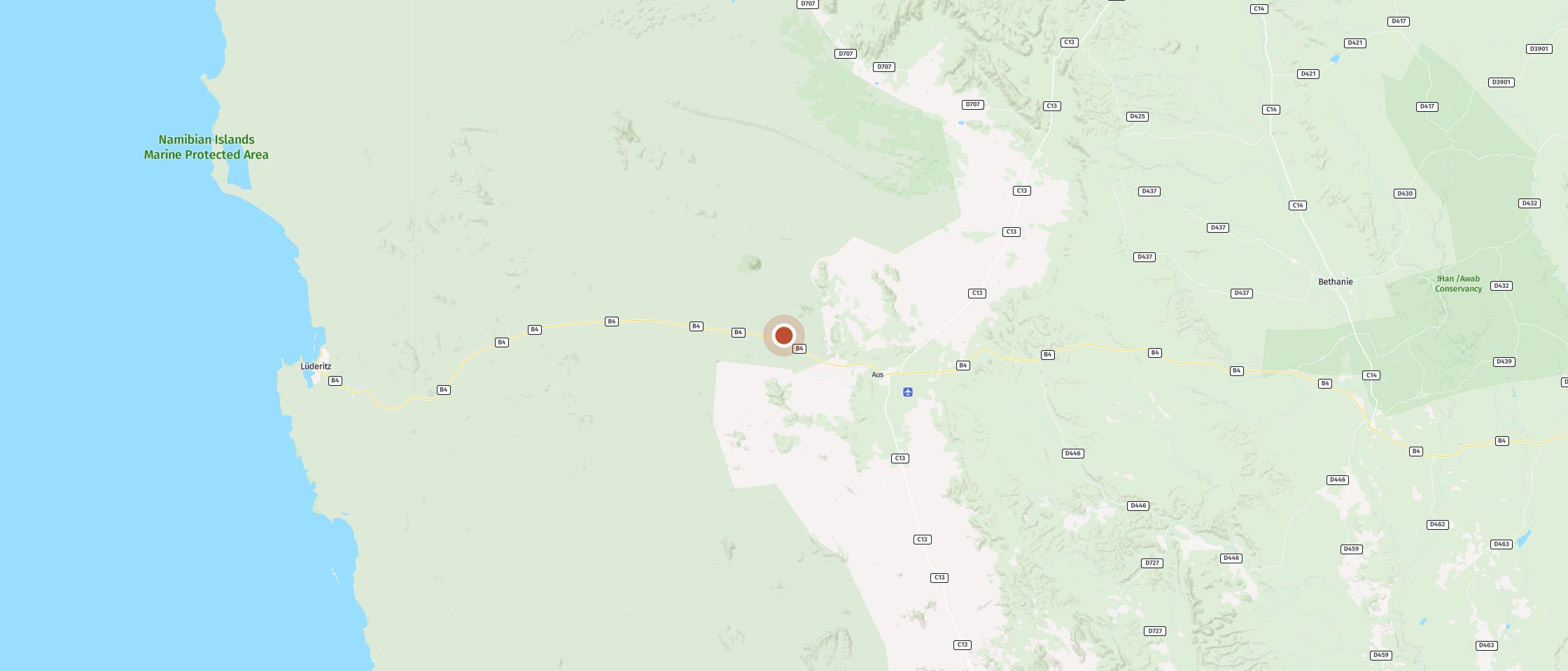 Map: Watch the Namib wild horses from a viewpoint