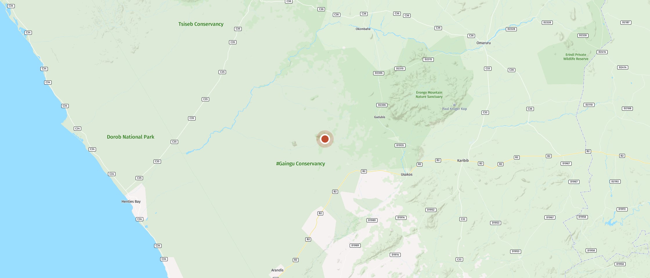 Map: Hike among the granite rocks of Spitzkoppe