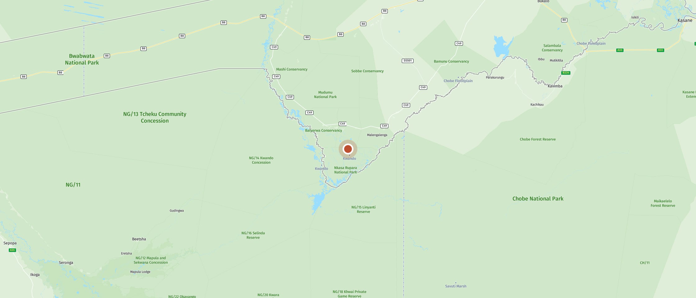 Map: Follow lion tracks on the sandy track