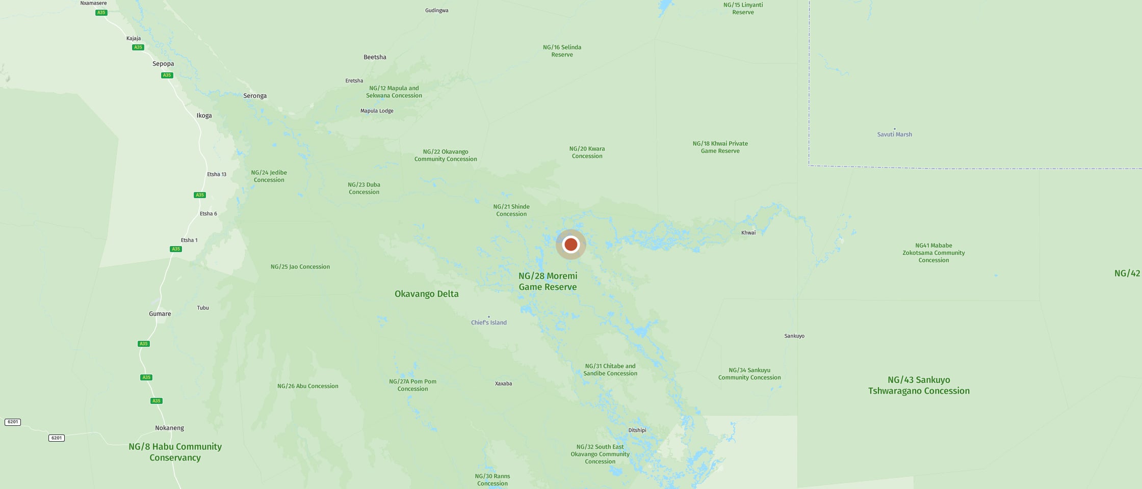 Map: Glide gently through the Okavango Delta and listen to the sounds of the wilderness