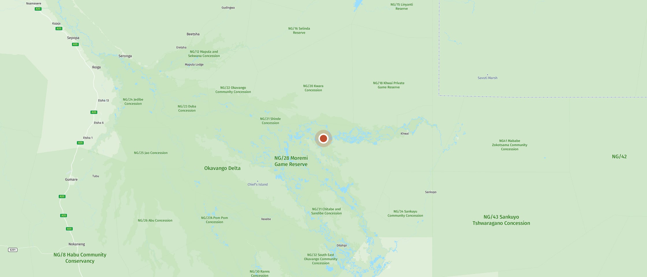 Map: Take a trip to a secluded island in the Okavango Delta