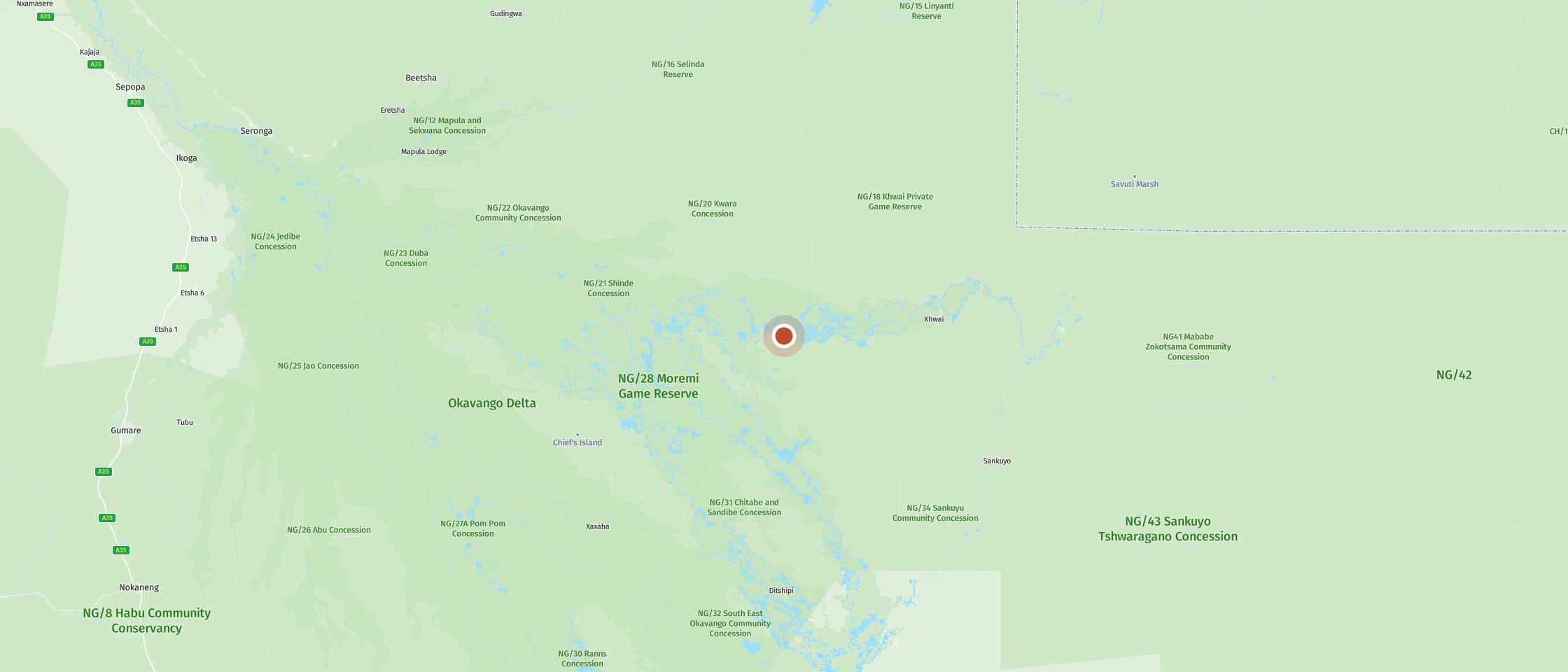 Map: Enjoy a short game drive through dense forest to remote pools