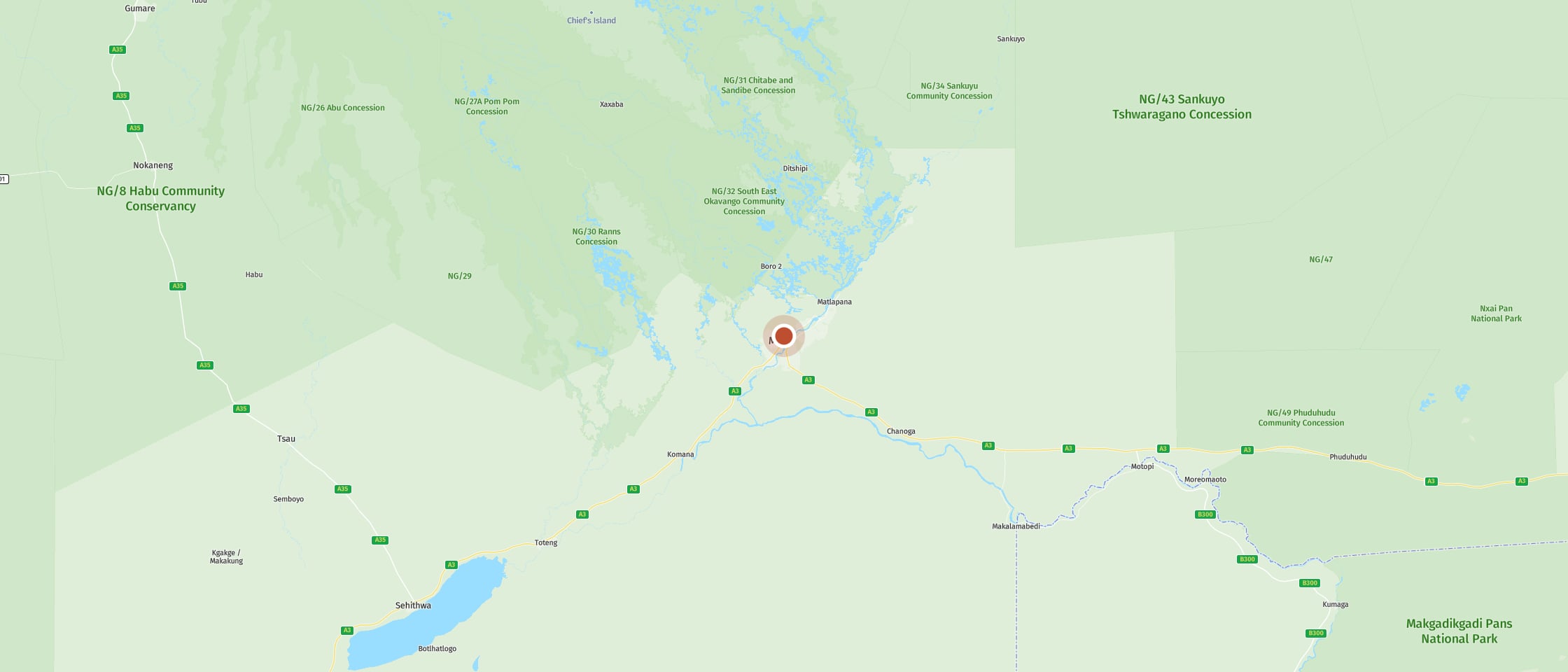 Map: Watch vast animal herds on an open-door helicopter flight over the Okavango Delta