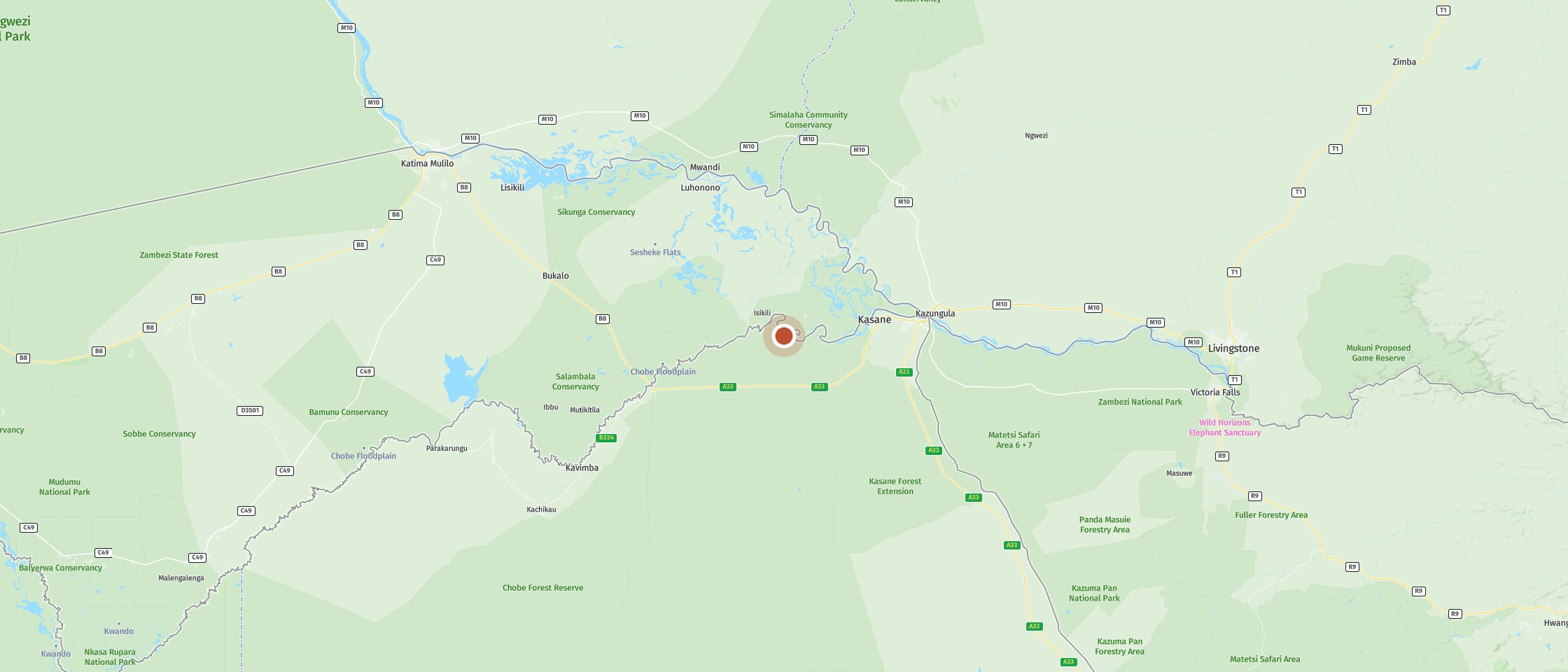 Map: Watch hundreds of elephants along numerous waterholes on the Chobe River