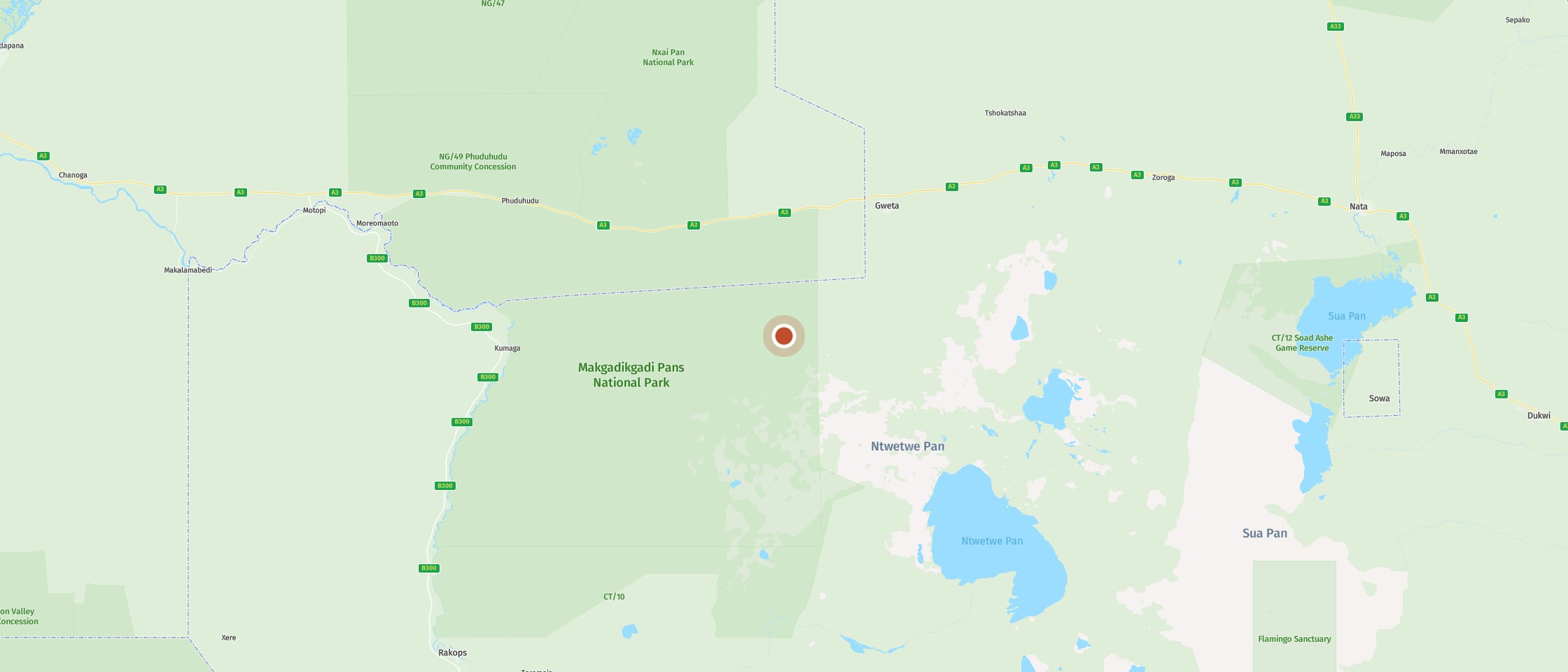 Map: Watch zebras and wildebeest amid an exotic palm landscape