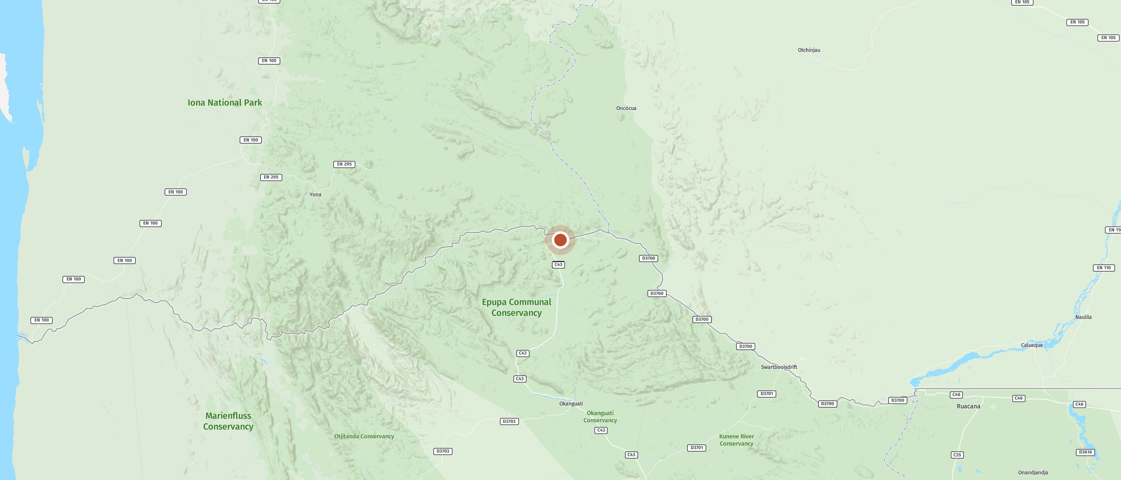 Map: Photograph rainbows and baobabs at thundering waterfalls