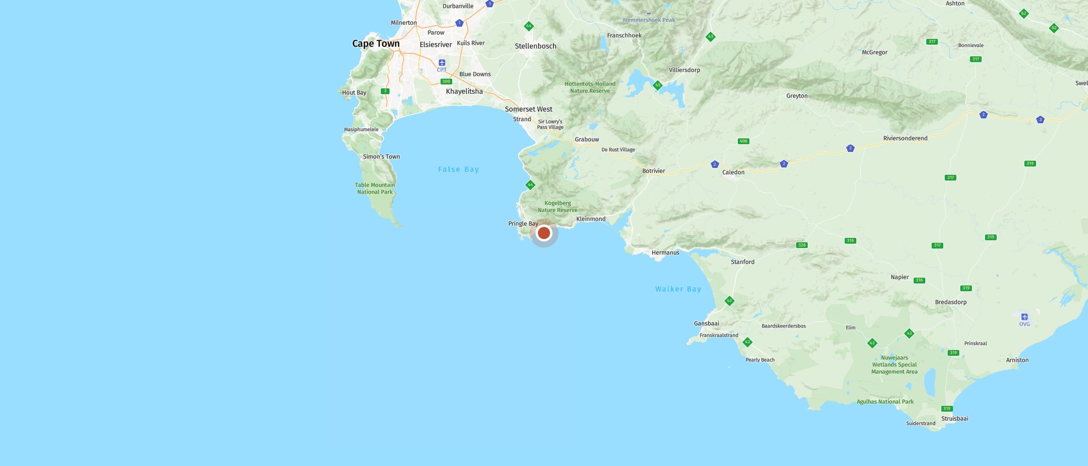 Map: Watch penguins and rock hyraxes in Betty's Bay