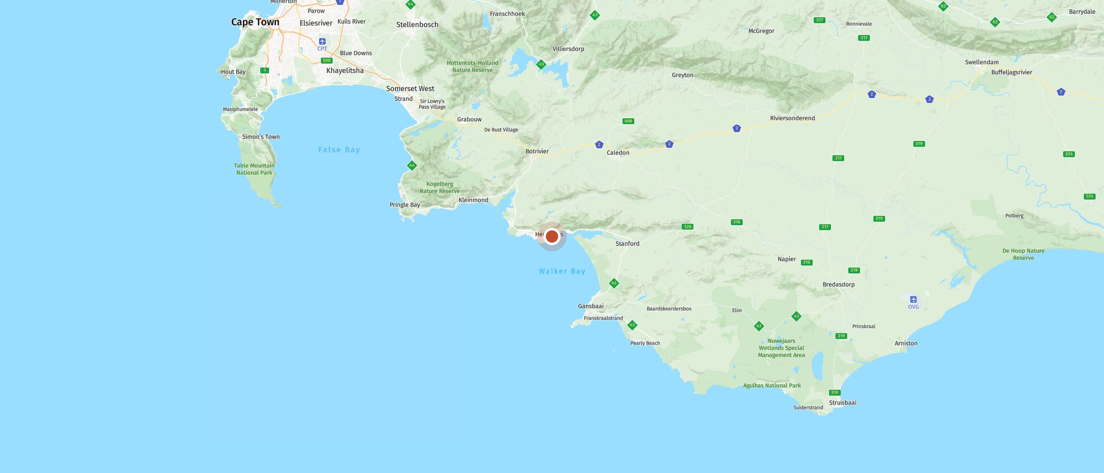 Map: Watch whales up close from the shore in Hermanus