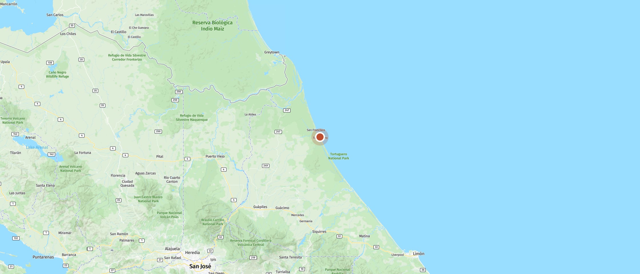 Map: Discover how turtles are protected in Tortuguero