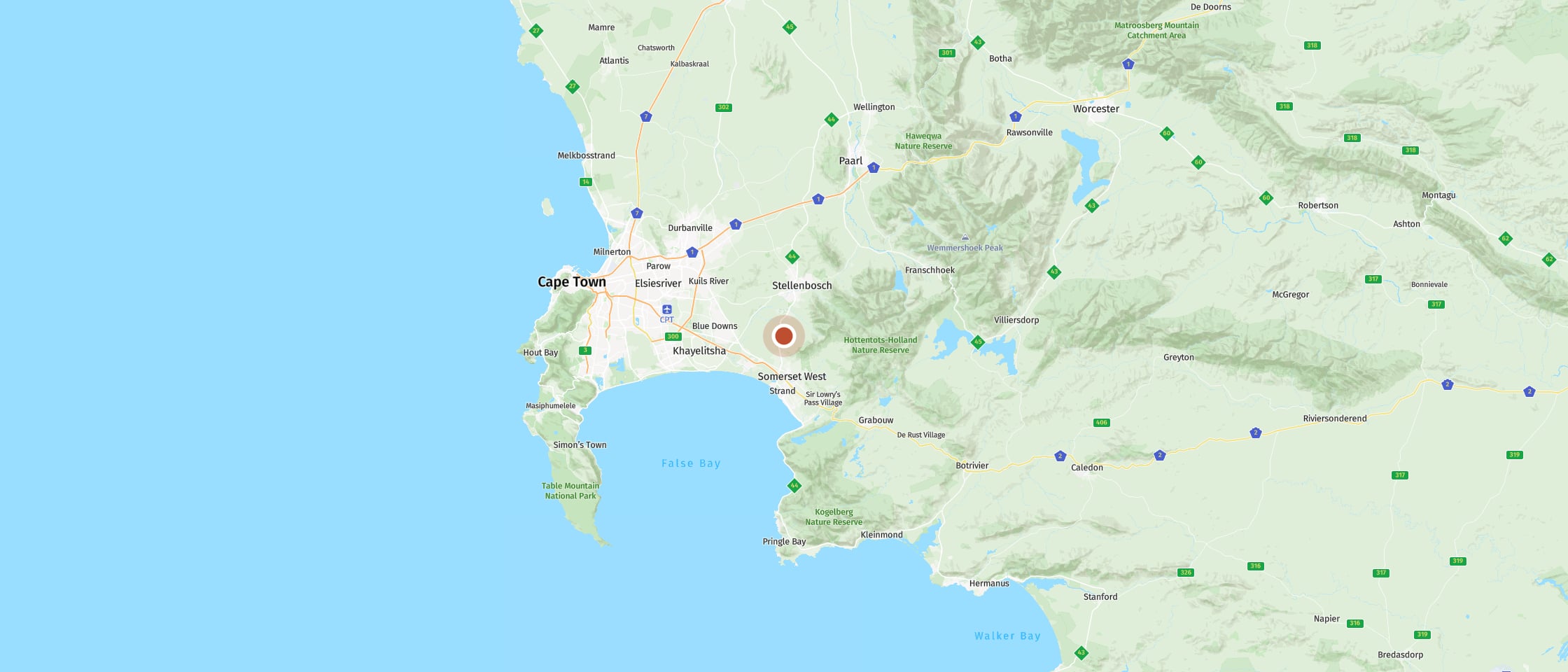 Map: Enjoy organic wine with views of the Helderberg