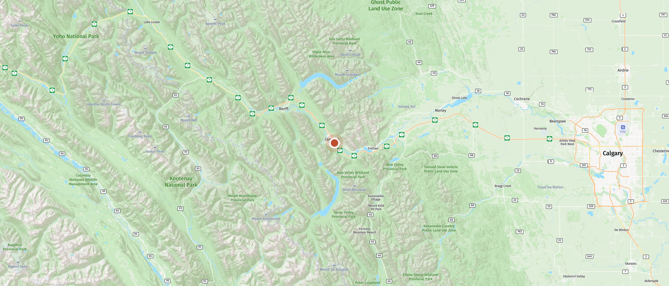 Map: Enjoy the view of the three distinctive peaks near Canmore