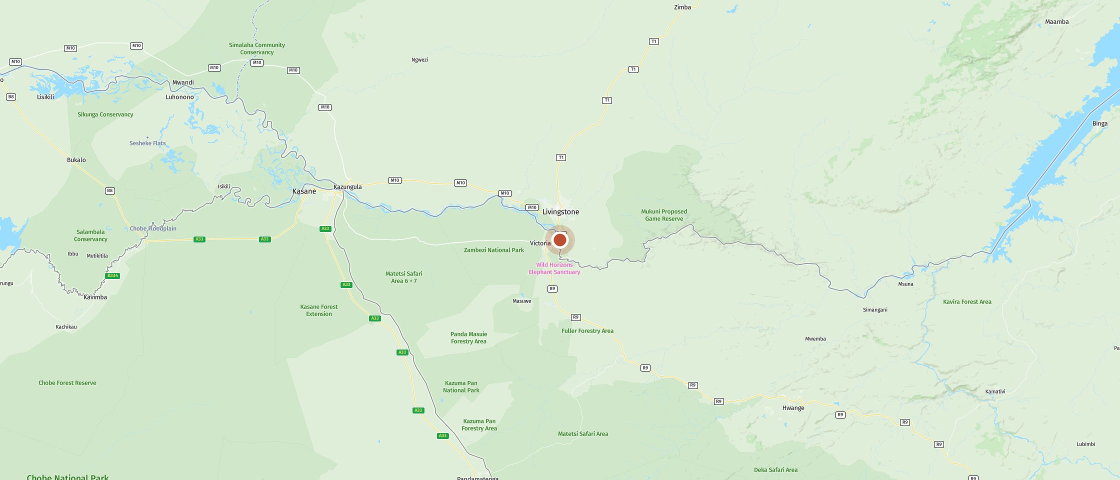 Map: Visit the mighty Victoria Falls on a day trip