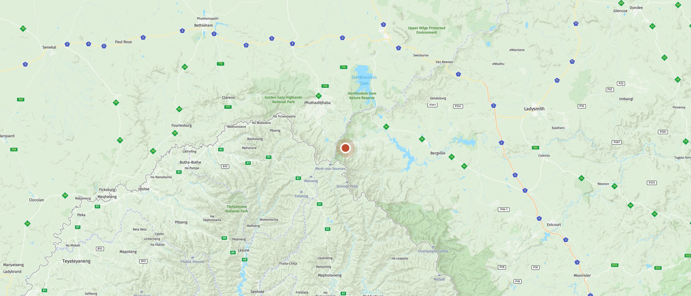 Map: Hike the Tugela Gorge Trail with views of the Amphitheatre