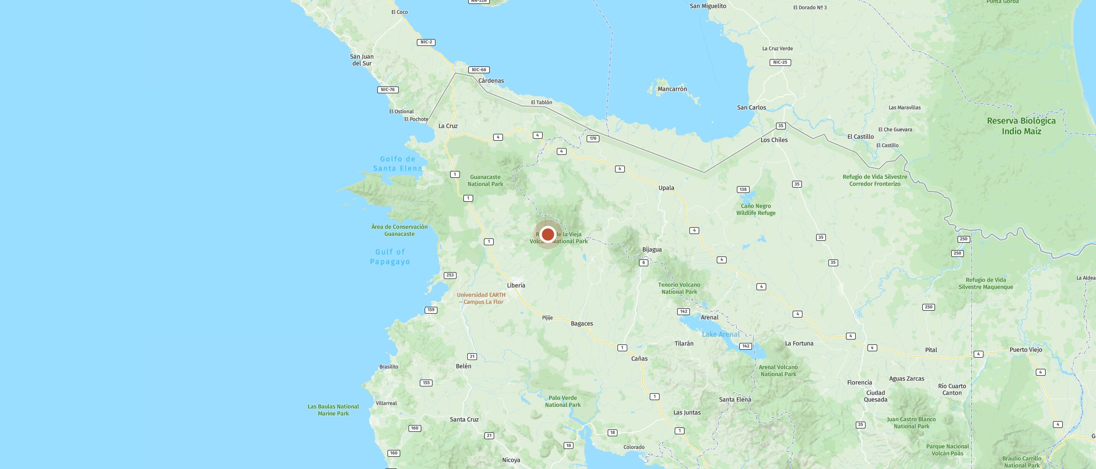 Map: Have an active day between dry forest and waterfall