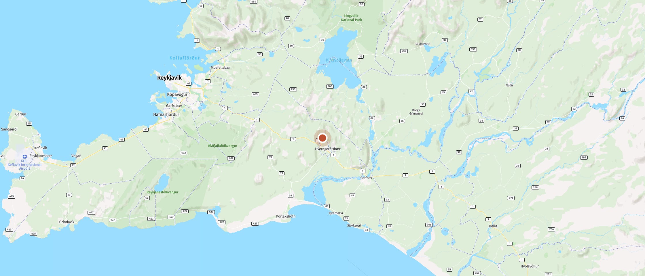 Map: Hike into the Reykjadalur valley and bathe in the hot river