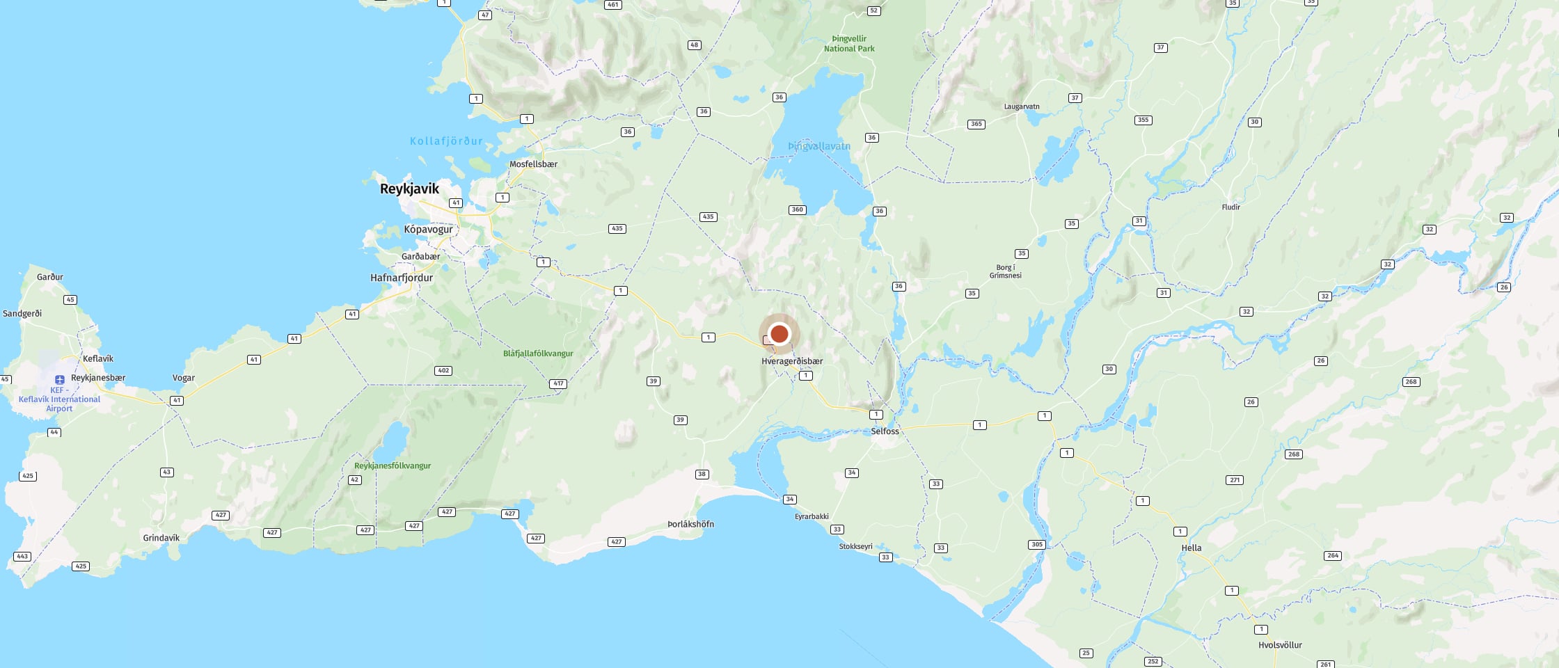 Map: Refuel at Reykjadalur Café after your tour through the gorge