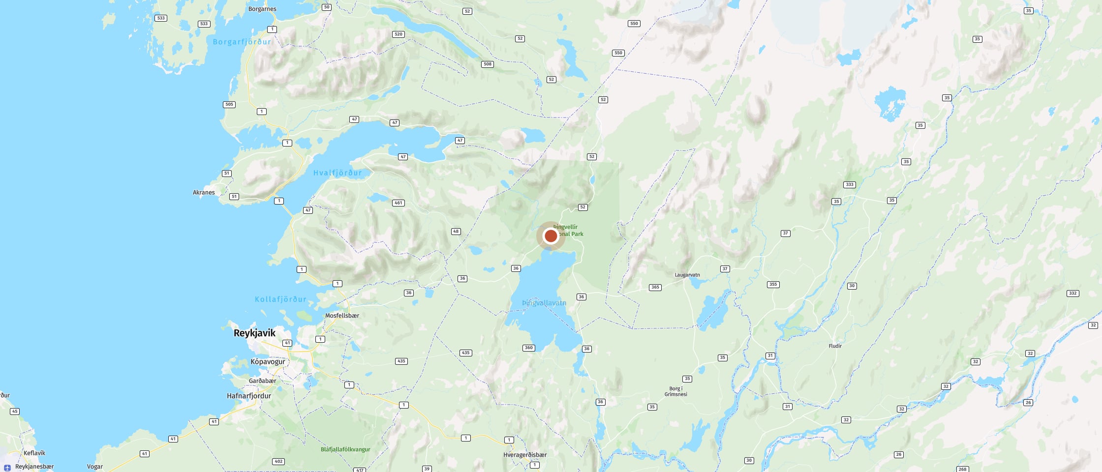 Map: Feel the power of Öxarárfoss in Þingvellir National Park