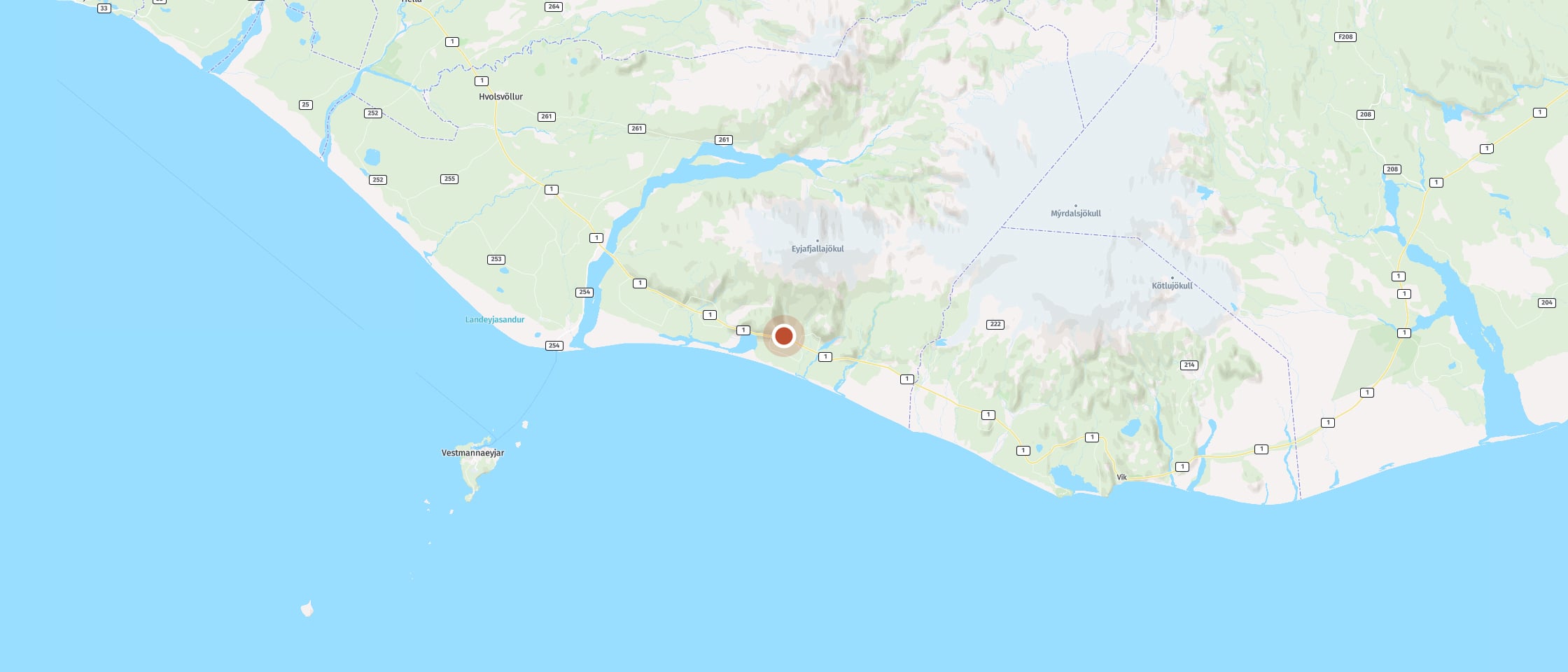 Map: Enjoy coffee and pastries with a view of the Eyjafjallajökull volcano
