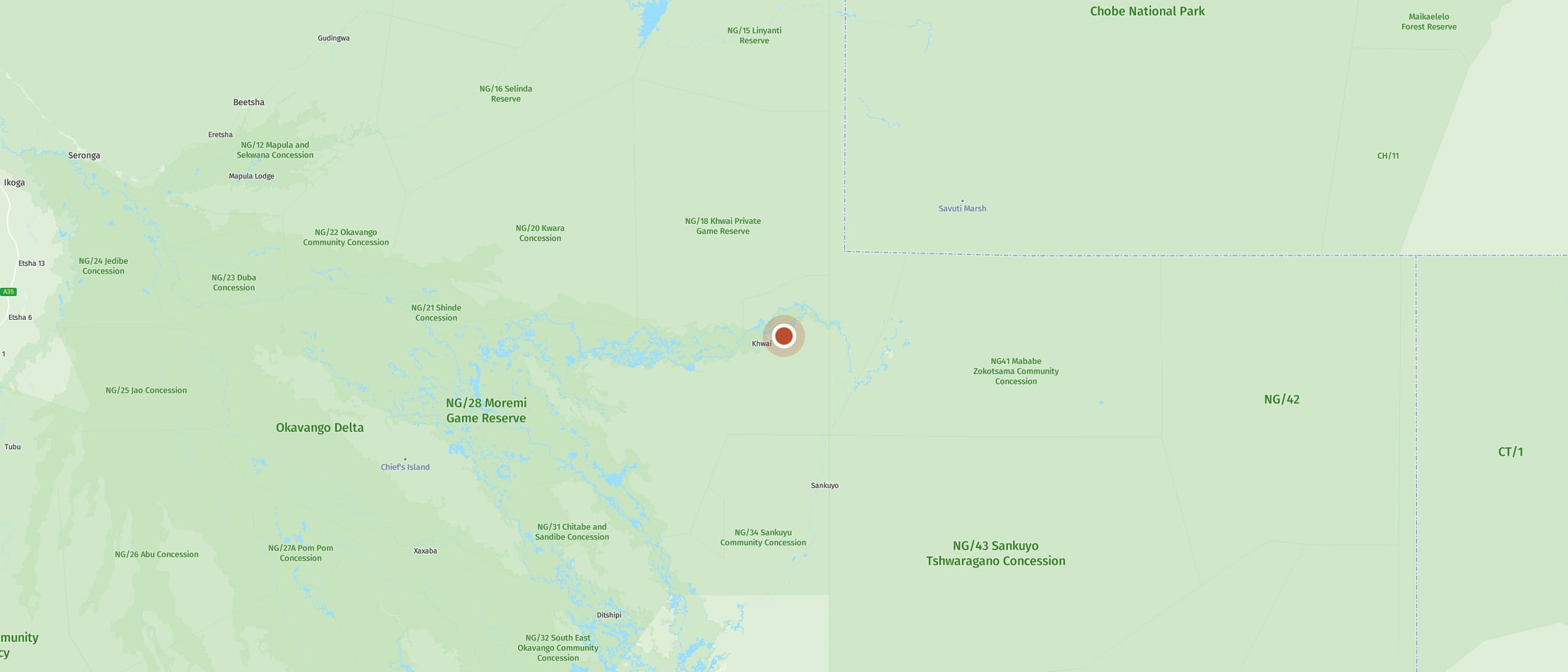 Map: Watch lechwe on your drive along the floodplains