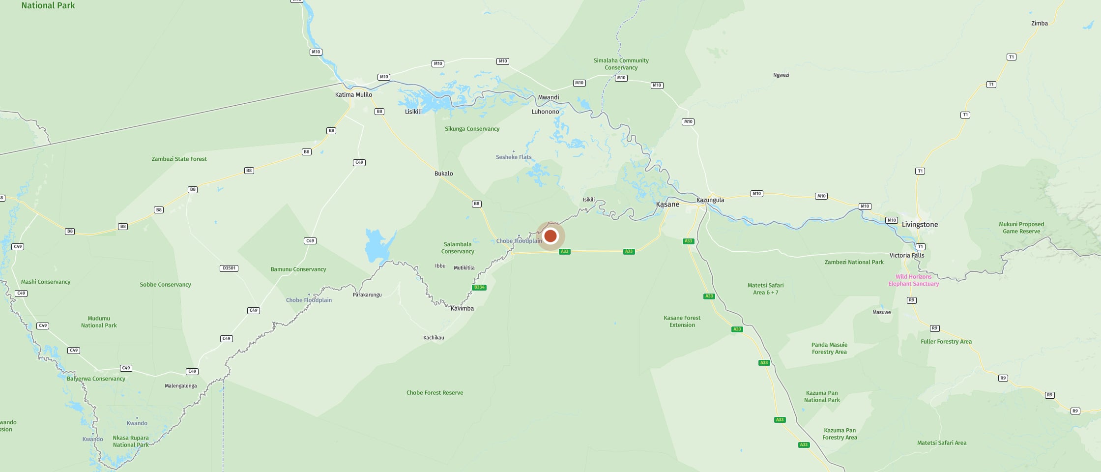 Map: Discover Chobe's quiet side away from the river in Simwanza Valley