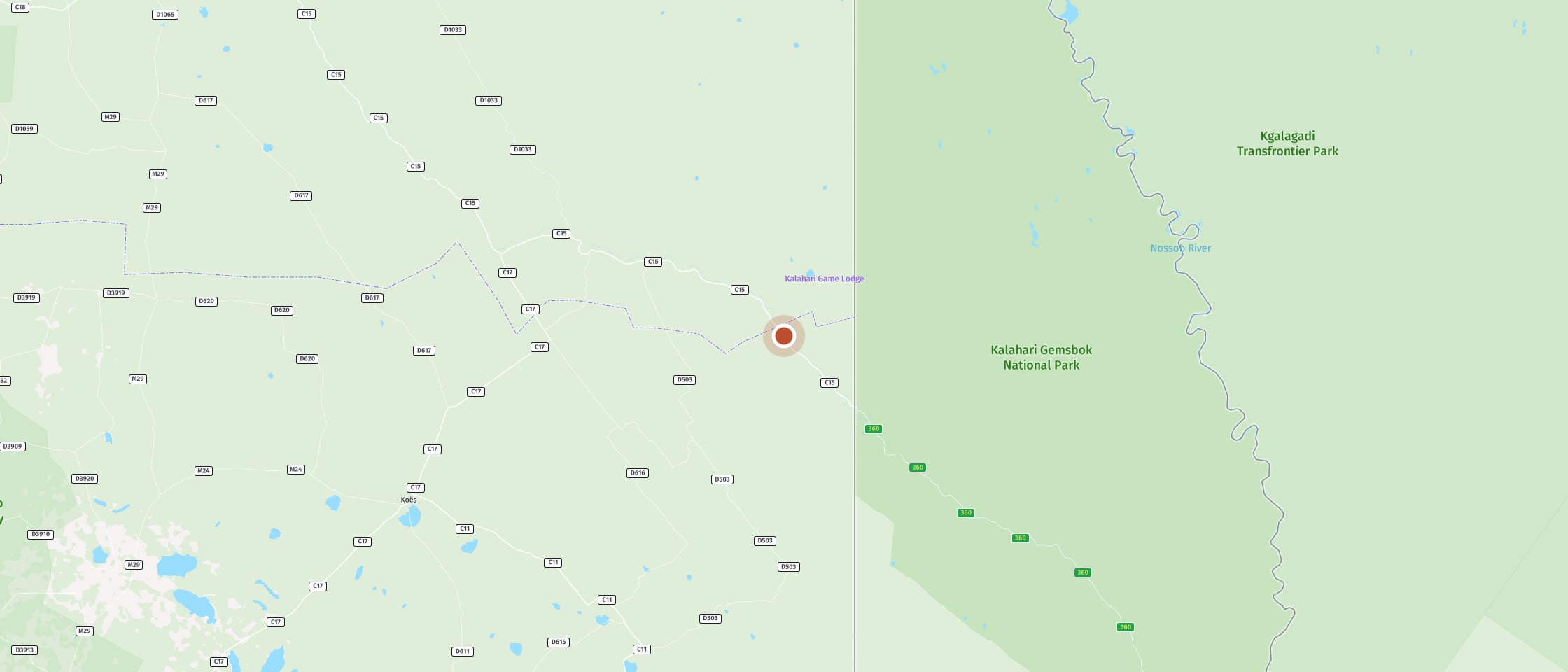 Map: Explore the Kalahari on your own in a 4x4