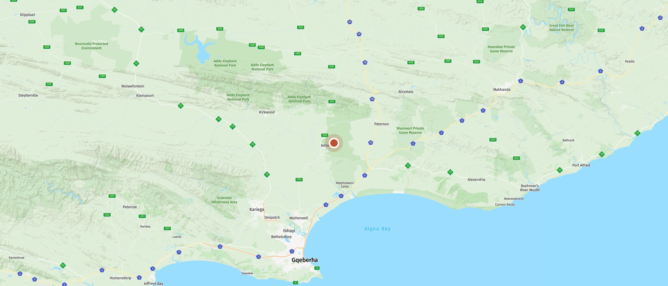 Map: Watch elephants, black rhinoceros and lions along Spekboom Road