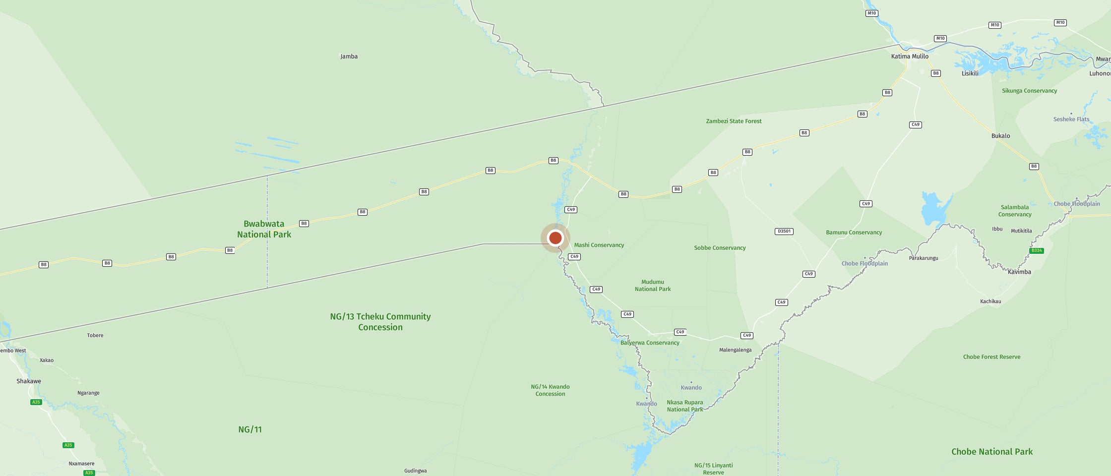 Map: Namushasha River Campsite
