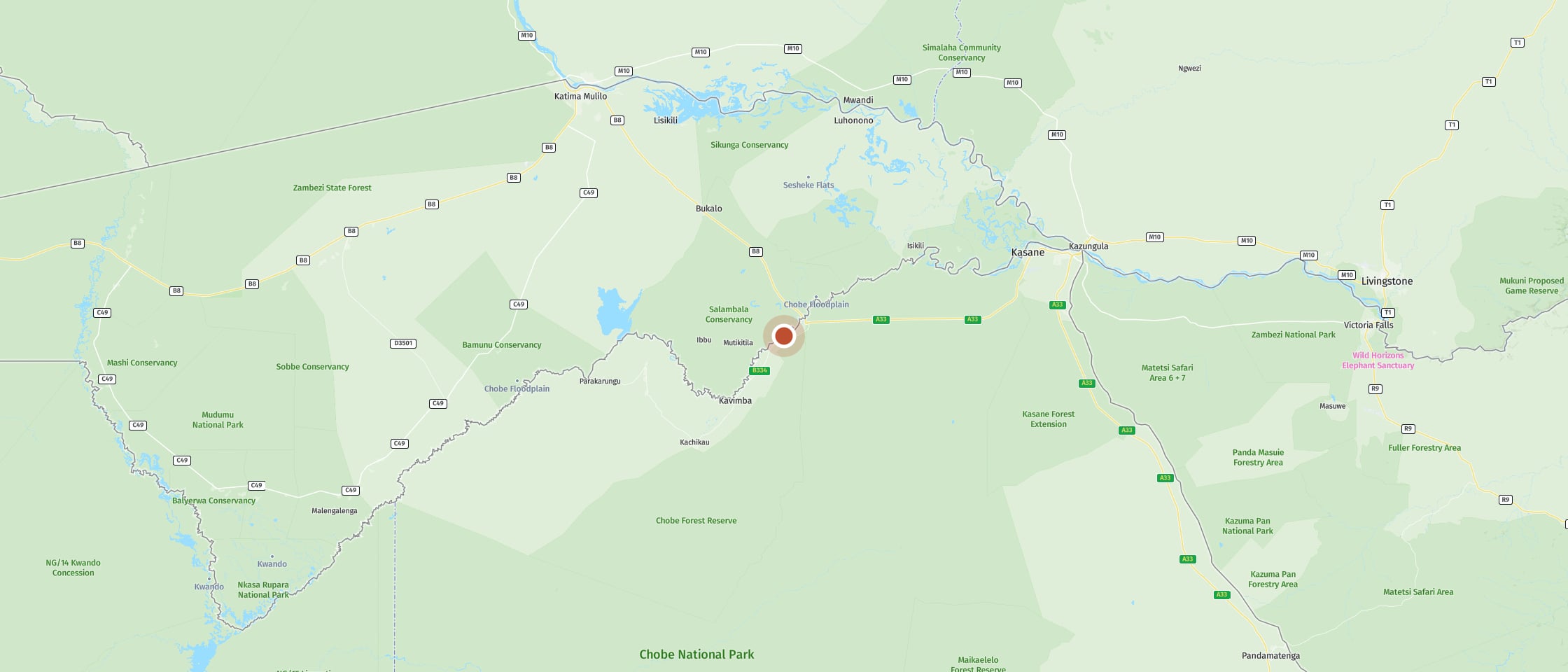 Karte: Muchenje Campsite