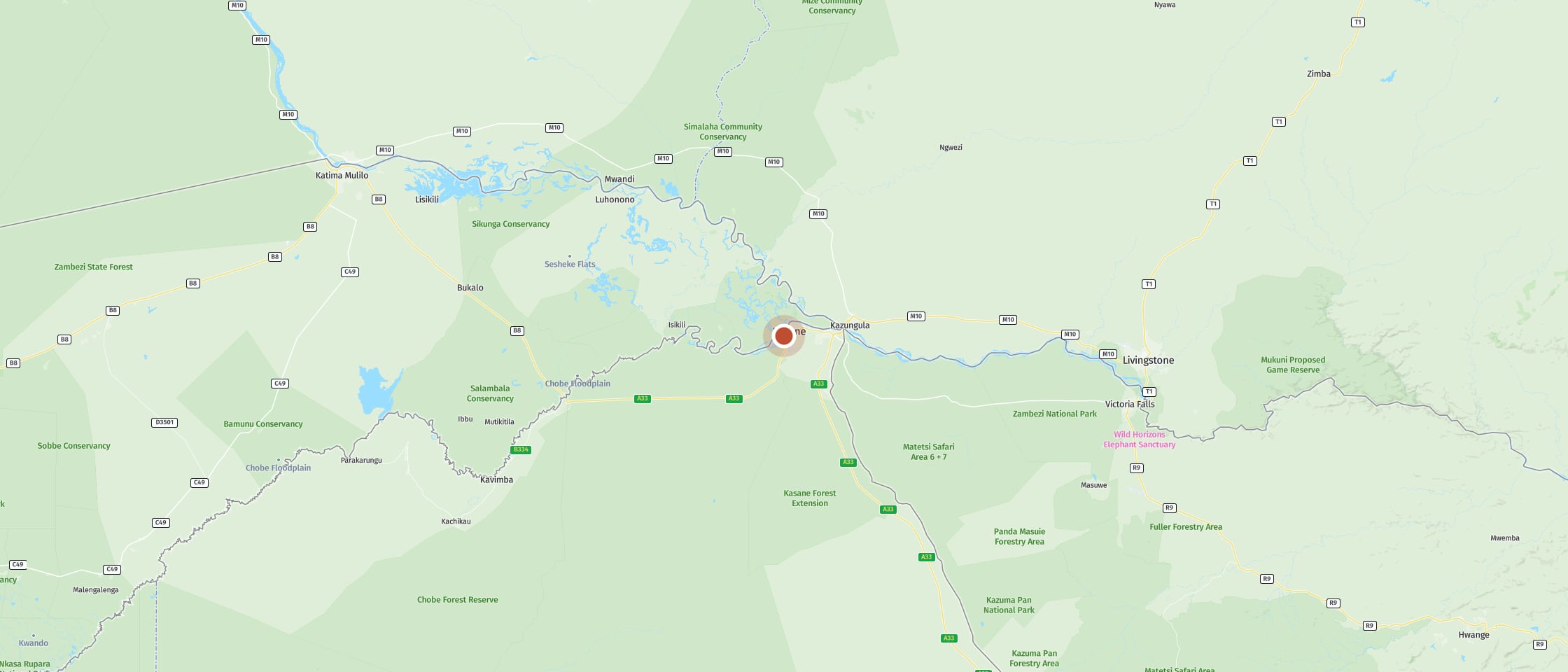 Map: Chobe Safari Lodge Campsite